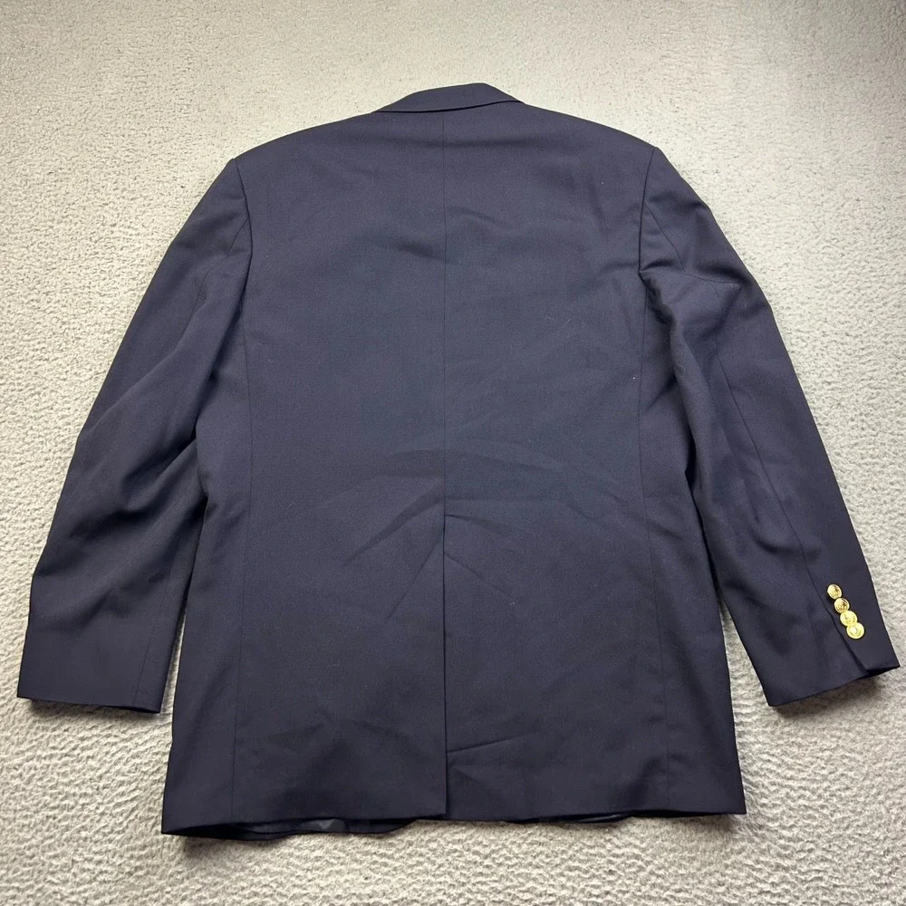Lands End Men's Navy Gold Button Wool Sport Coat Blazer Jacket Sz 40 R Vintage